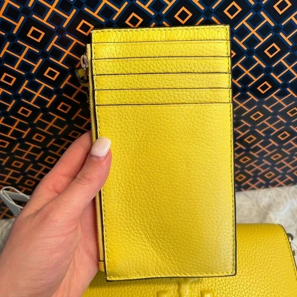 Tory Burch Thea Flat Wallet Crossbody Bag Yarrow Gold Yellow